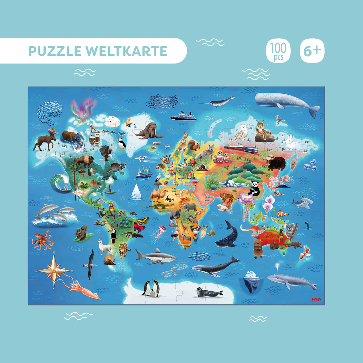 Puzzle 100 pezzi - Mappa del mondo