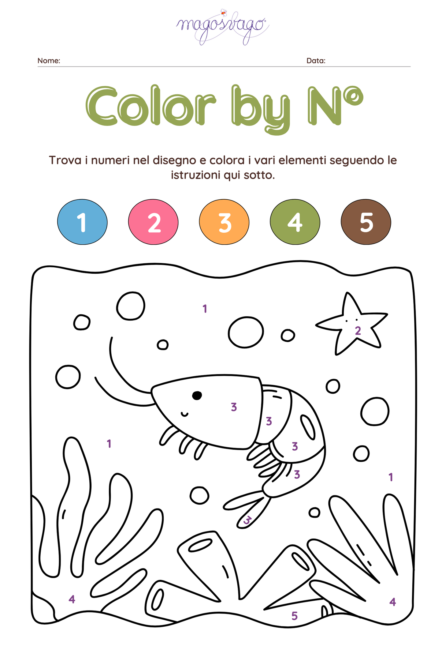Disegni da colorare - guida colori