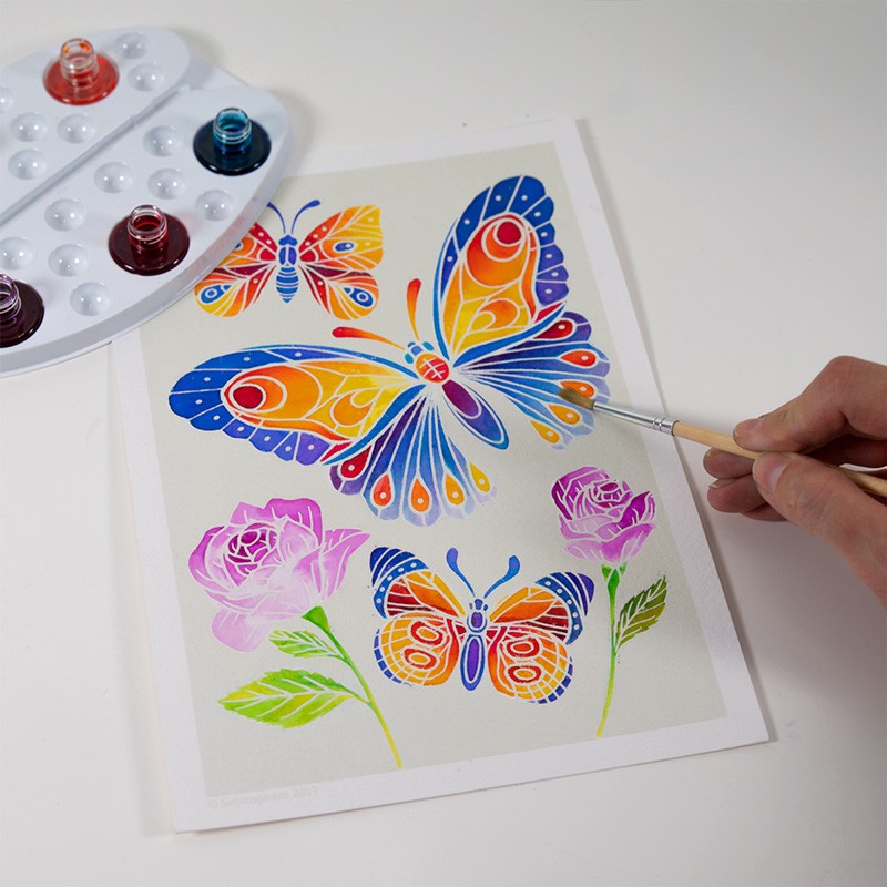 Aquarellum Farfalle e fiori SentoSphère
