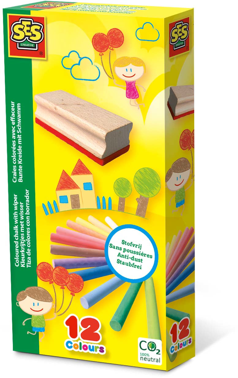12 Gessi colorati con cancellino