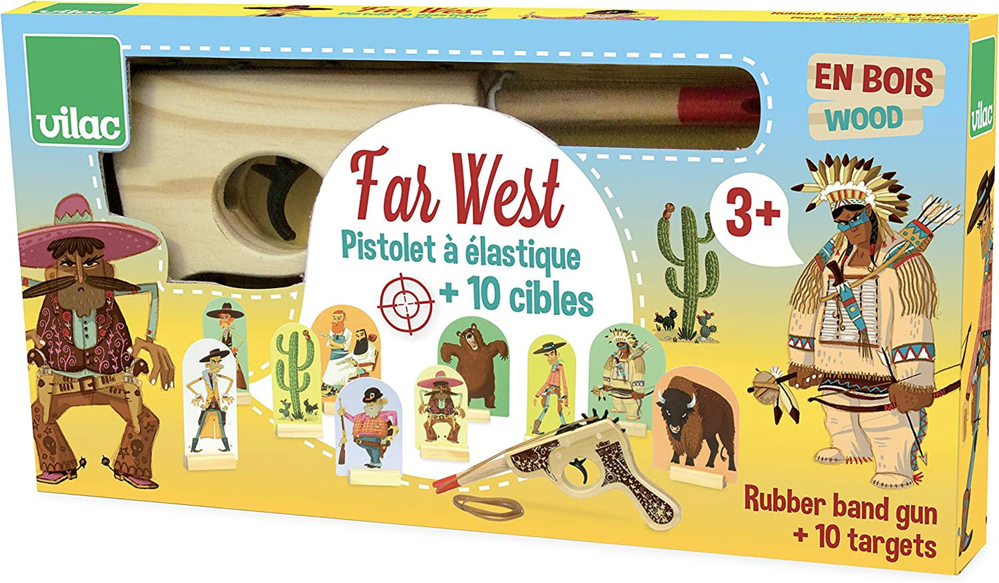 Pistola ad elastico con bersagli Far West