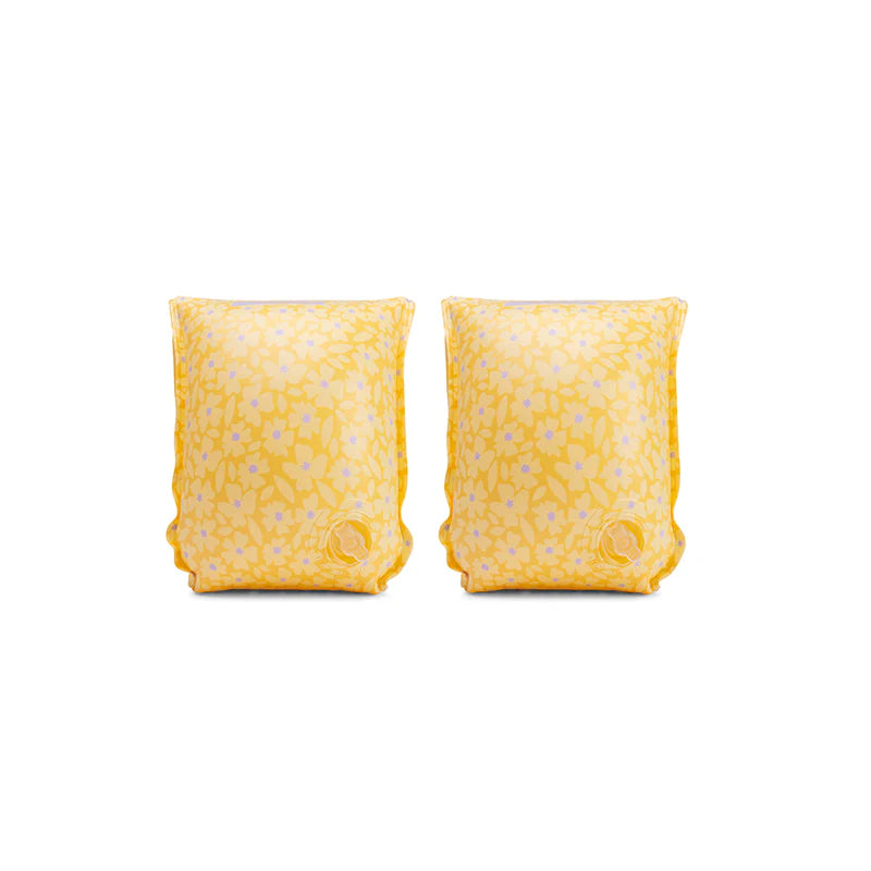 Braccioli gonfiabili Yellow Flowers – vista laterale e dettaglio valvola