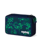 Astuccio FireBear Dragon Ergobag blu navy con foglie verde brillante, vista esterna