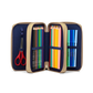 Astuccio FlowBear World Ergobag aperto secondo e terzo scomparto con 18 matite colorate e 18 pennarelli Lyra