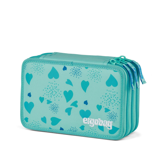Astuccio HorsedreamBear Ergobag verde acqua con cuori turchese, vista esterna