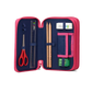 Astuccio StarlightBear Ergobag aperto secondo e terzo scomparto con 18 matite colorate e 18 pennarelli Lyra