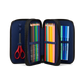 Astuccio UnstoppBearable Ergobag aperto primo scomparto con matite HB, righello, forbici, gomma e temperamatite