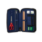 Astuccio UnstoppBearable Ergobag aperto secondo e terzo scomparto con 18 matite colorate e 18 pennarelli Lyra