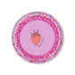 Piscina gonfiabile Strawberry Fields Swim Essentials – vista dall'alto rosa con fragole su sfondo bianco