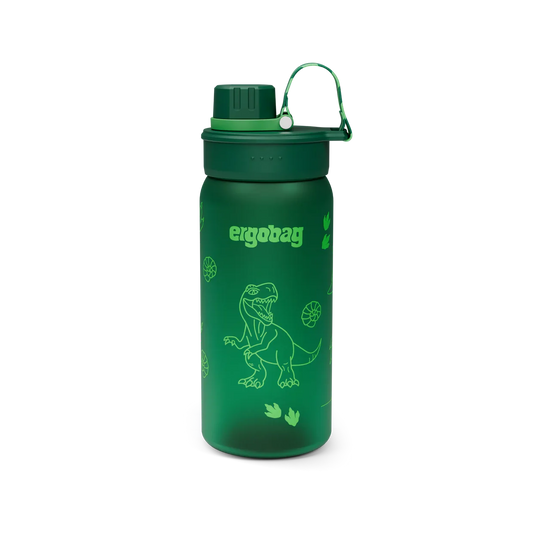 Borraccia Dinosaurs Ergobag verde con T-Rex, vista frontale
