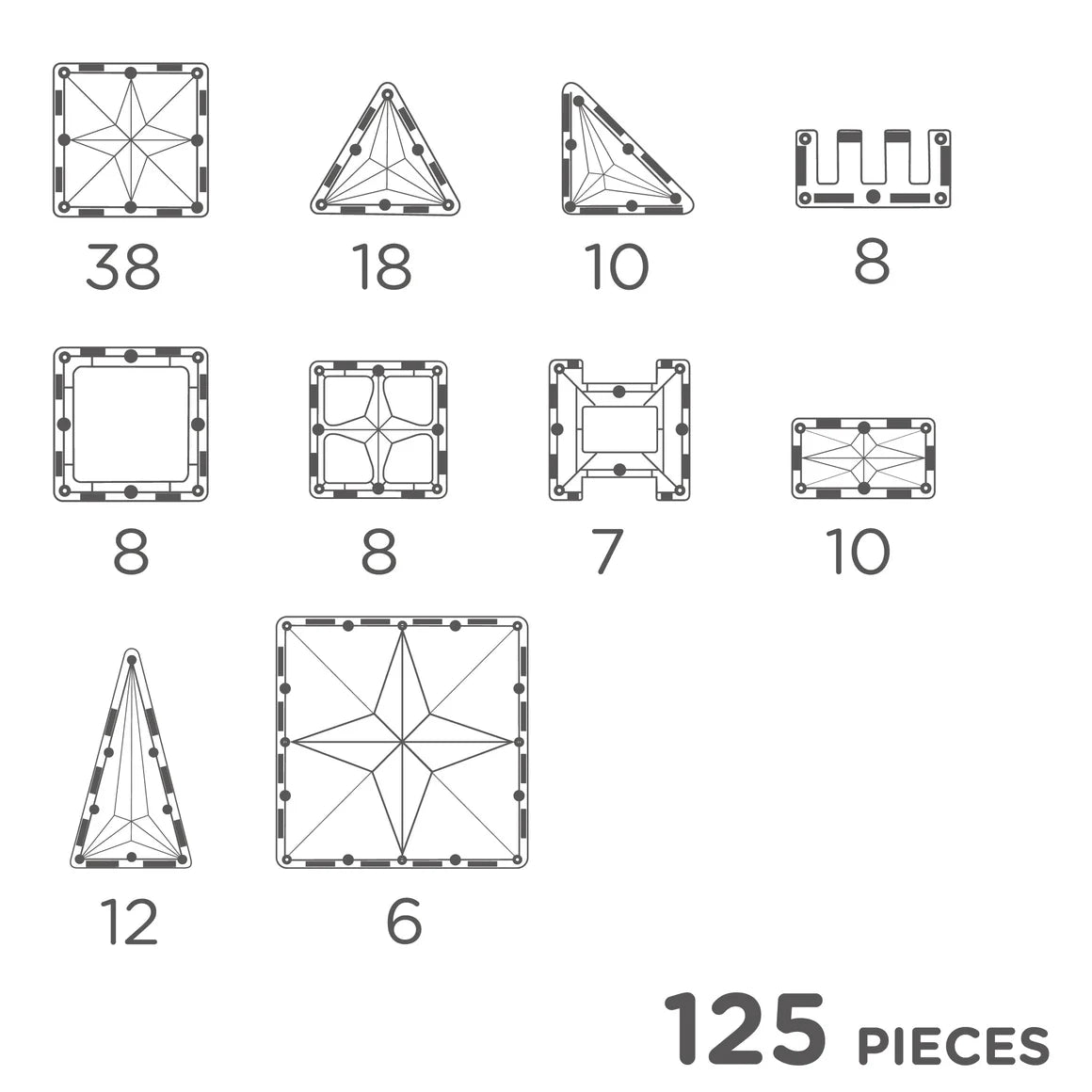 Costruzioni magnetiche - Large Creative Pack Pastel 125 pezzi