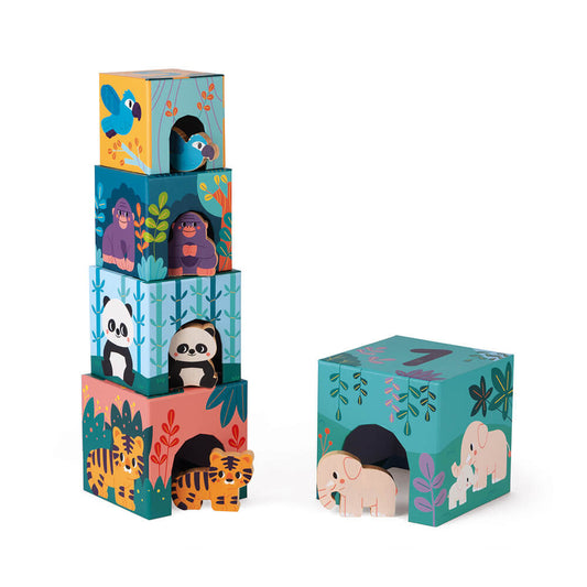Cubi impilabili con figure in legno