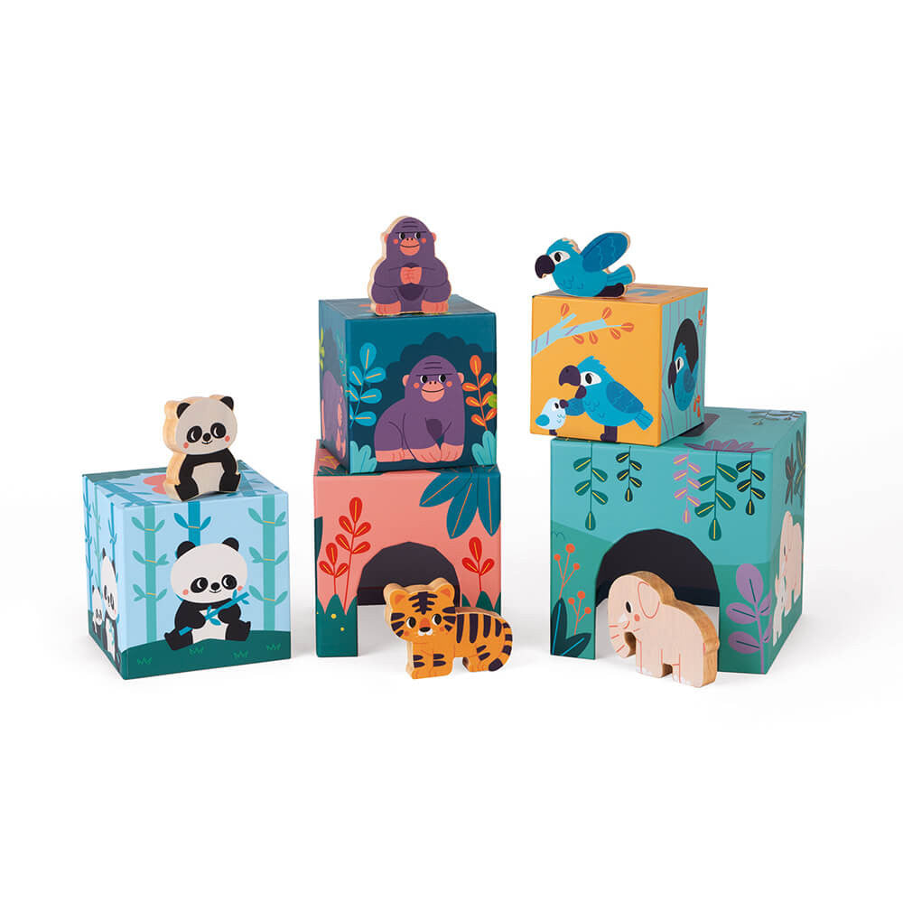 Cubi impilabili con figure in legno