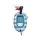Galleggiante gonfiabile Barca con Gabbiano Swim Essentials – vista dall'alto righe azzurre con gabbiano e bandiera rossa su sfondo bianco