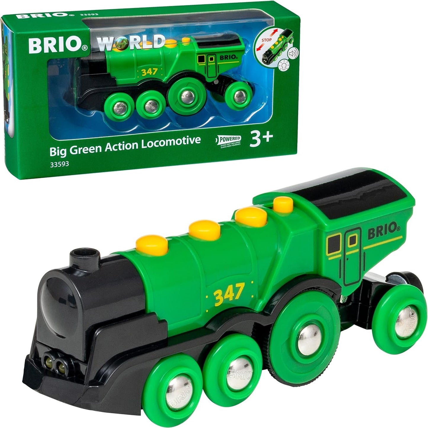 Grande locomotiva verde a batteria