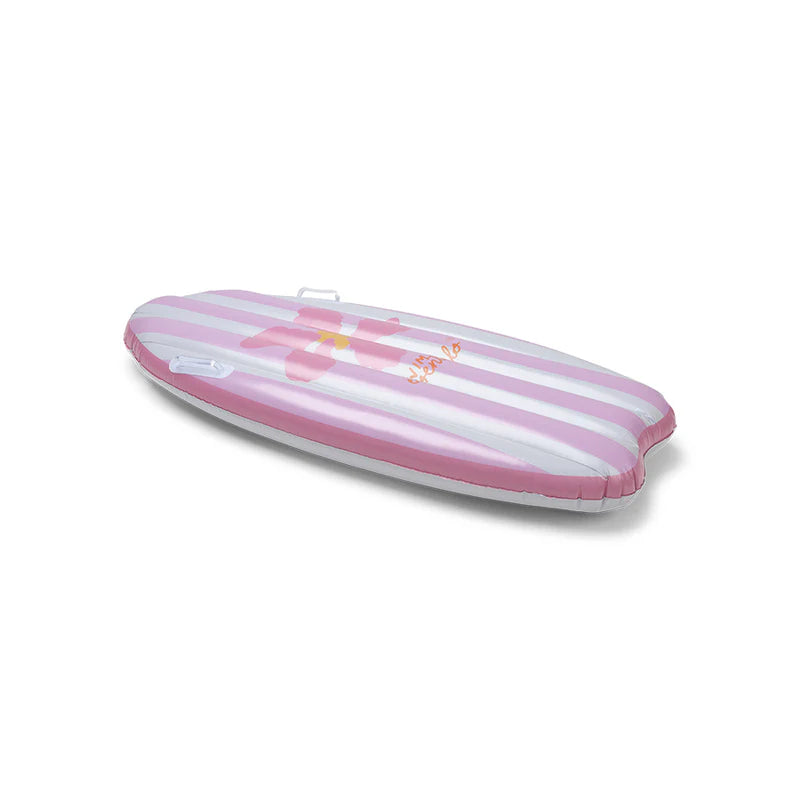 Surfboard gonfiabile Pink Flower Market Swim Essentials – vista frontale su sfondo bianco