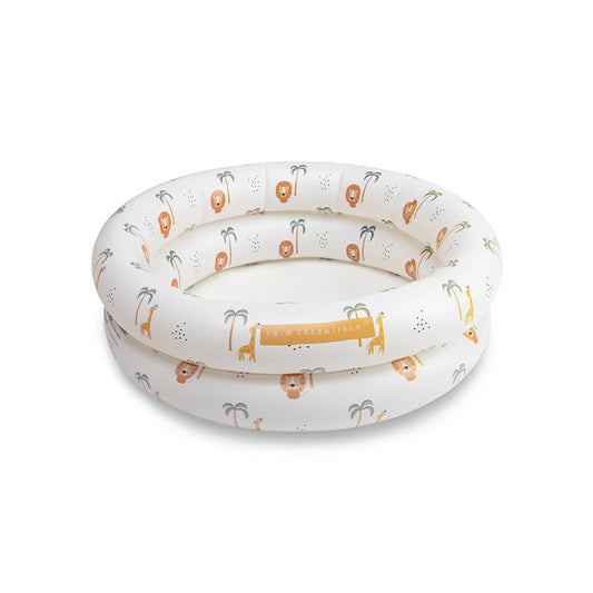 Piscina gonfiabile Jungle Swim Essentials – vista frontale bianca con leoni e giraffe su sfondo bianco