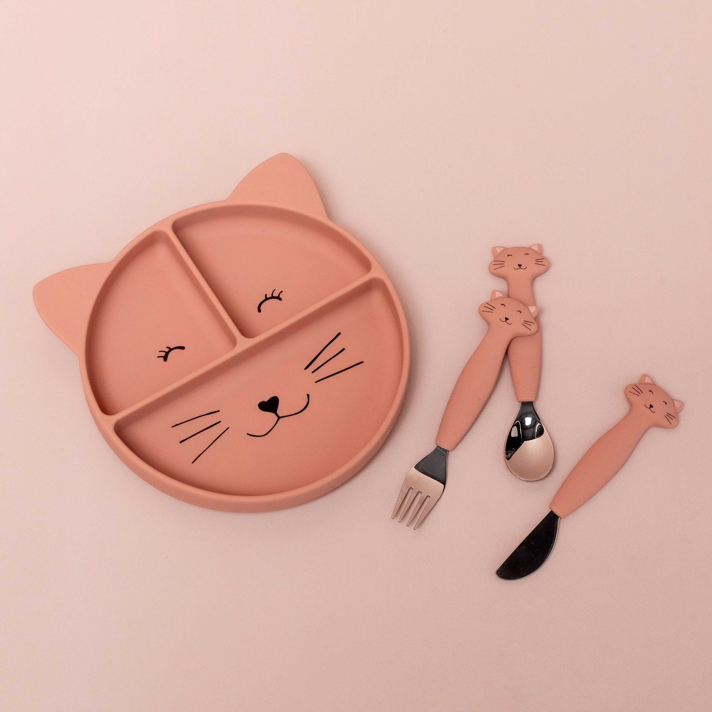 Piatto con scomparti in silicone e ventosa - Mrs. Cat