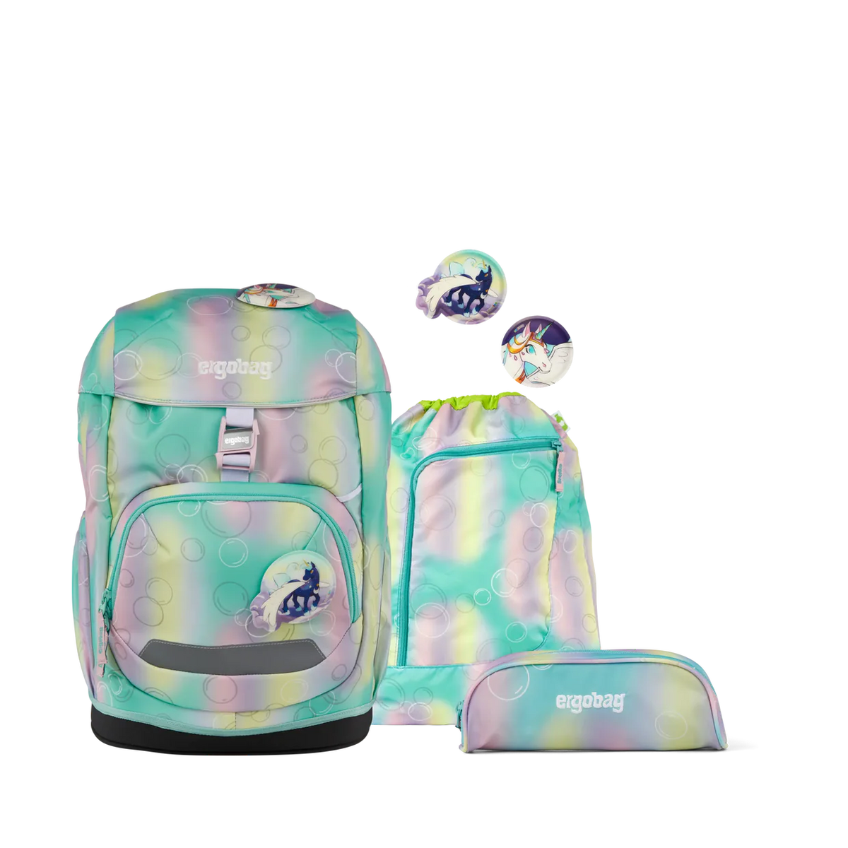 Set Zaino Magic BubbleBear Ergobag completo: zaino, sacca sportiva e astuccio coordinati