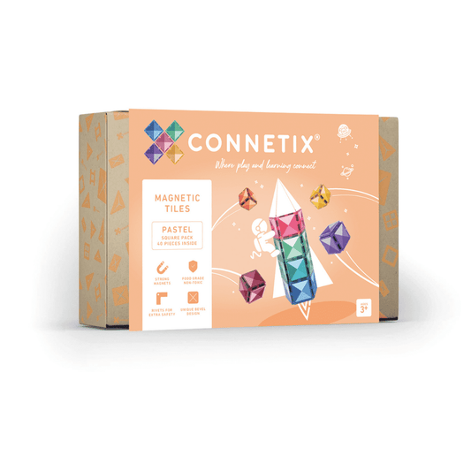 Costruzioni 3D magnetiche - CONNETIX - Square pack Pastel 40 pezzi