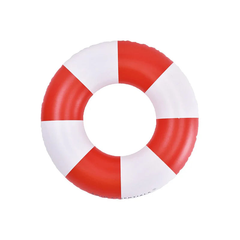 Ciambella gonfiabile Life Buoy Swim Essentials – vista dall'alto rossa e bianca su sfondo bianco
