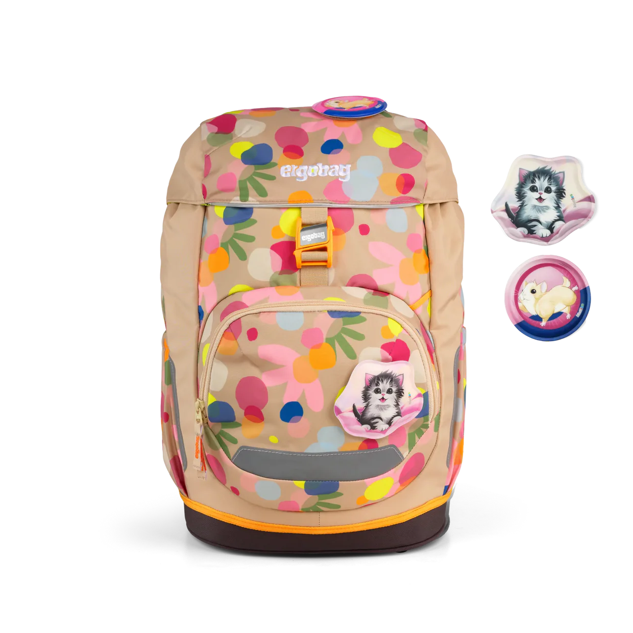 Zaino FlowBear World Ergobag vista frontale con Kletties a tema gattini