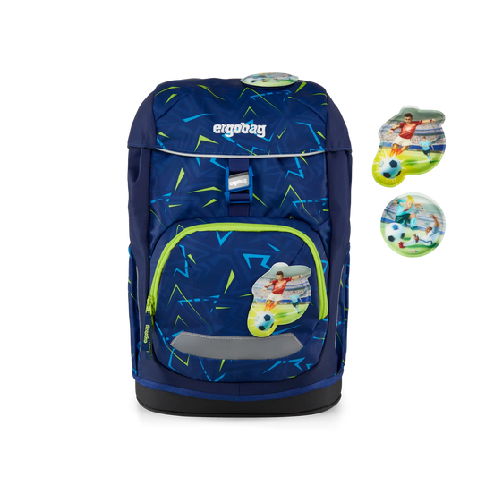 Zaino Front Runbear Ergobag vista frontale con Kletties a tema calcio