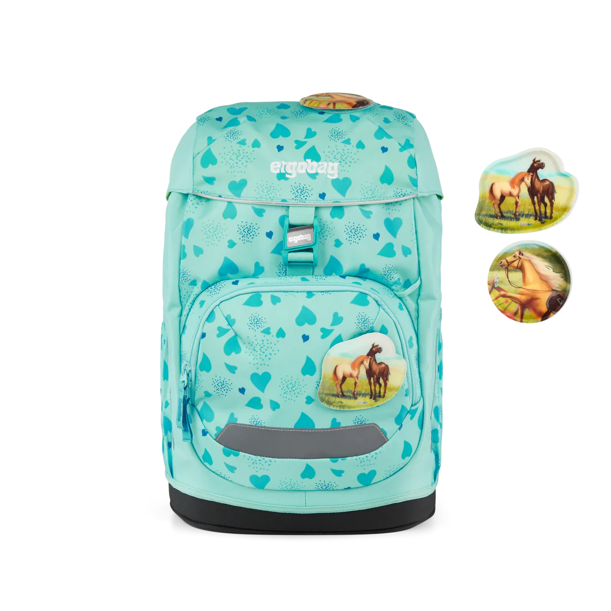 Zaino HorsedreamBear Ergobag vista frontale con Kletties a tema cavalli