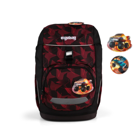 Zaino UnstoppBearable Ergobag vista frontale con Kletties a tema monster truck