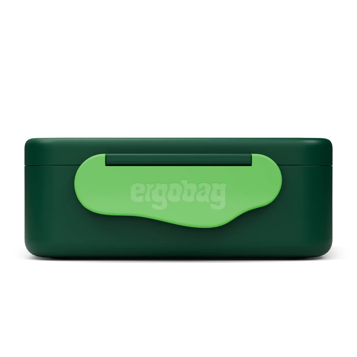 Portamerenda Dinosaur Ergobag vista laterale con chiusura a clip verde lime