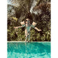 Bambino con braccioli Yellow Striped in piscina