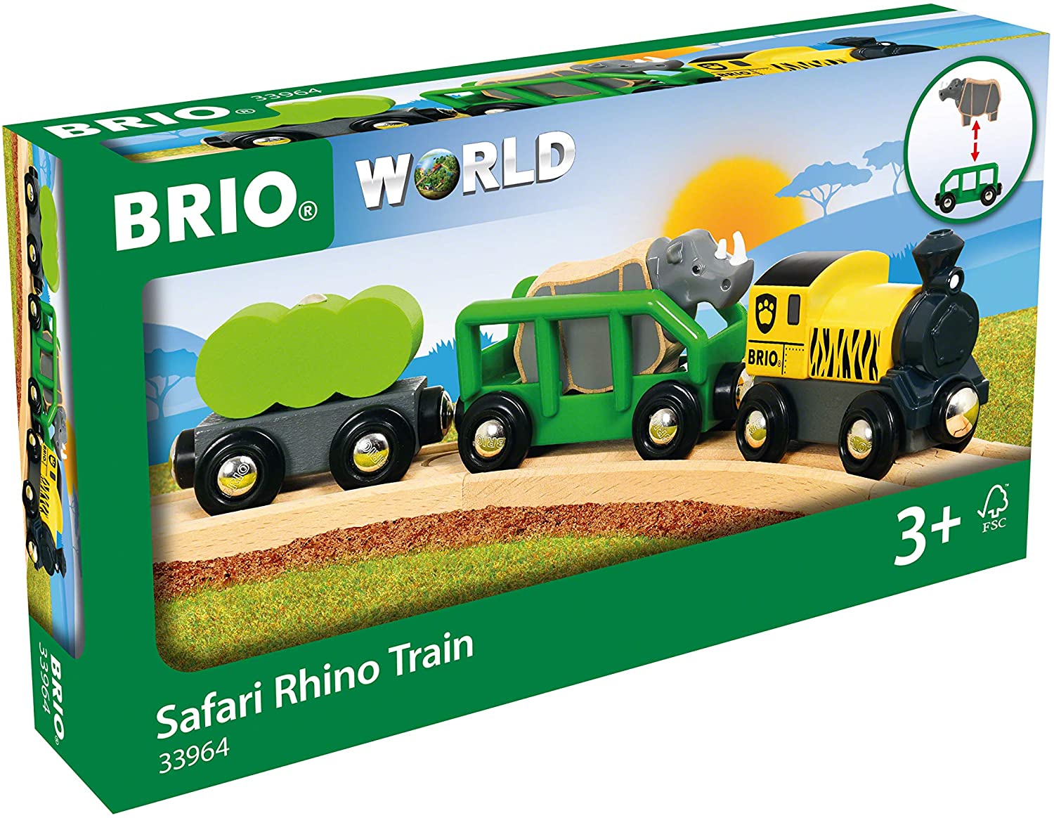 Treno Safari con rinoceronte Brio